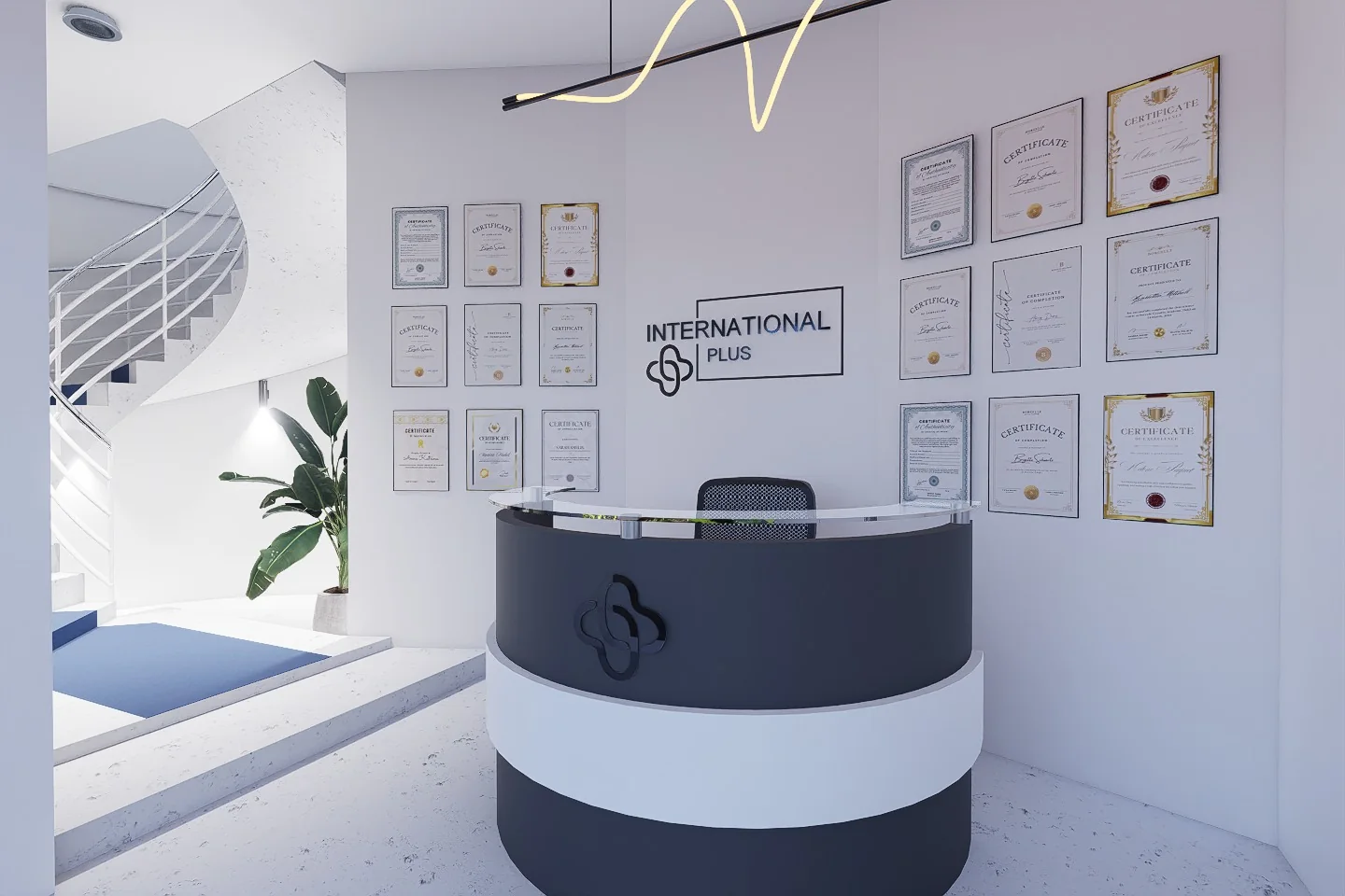 Call Center Office reception and identity wall